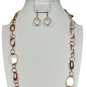 GOLD TONE CHAIN LINK NECKLACE & EARRING SET
